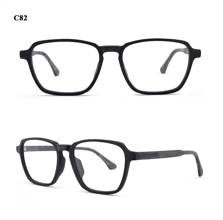 Hdcrafter Men's Full Rim Oversized Polygonal Square Wood Frame Eyeglasses 1694 Full Rim Hdcrafter Eyeglasses