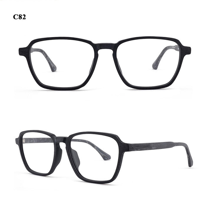 Hdcrafter Men's Full Rim Oversized Polygonal Square Wood Frame Eyeglasses 1694 Full Rim Hdcrafter Eyeglasses