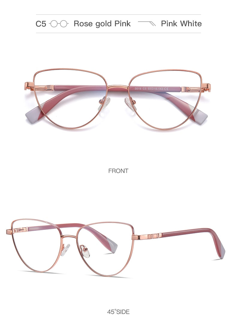 Hotochki Women's Full Rim Cat Eye Alloy Frame Eyeglasses 3018 Full Rim Hotochki