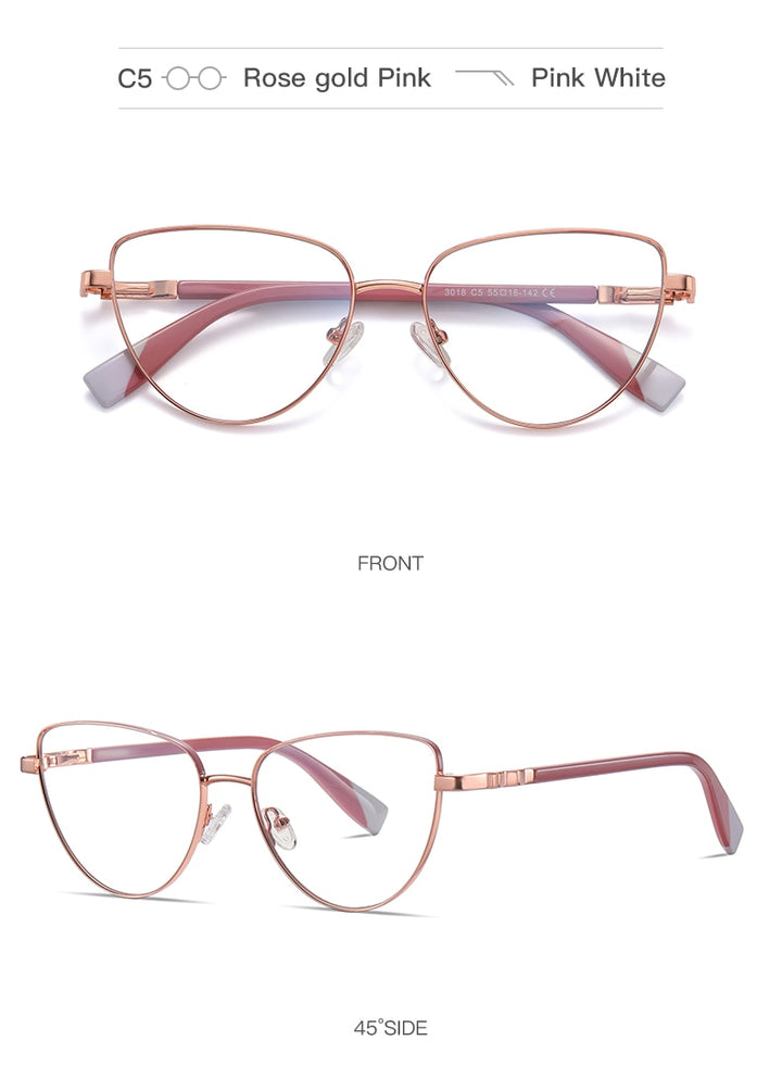 Hotochki Women's Full Rim Cat Eye Alloy Frame Eyeglasses 3018 Full Rim Hotochki