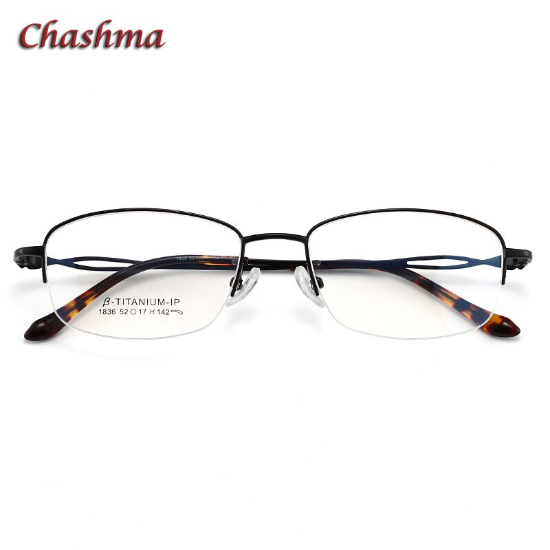 Chashma Ochki Women's Semi Rim Square Titanium Eyeglasses 1836 Semi Rim Chashma Ochki