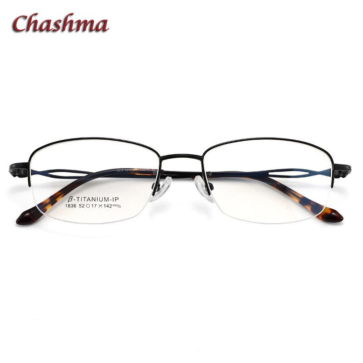 Chashma Ochki Women's Semi Rim Square Titanium Eyeglasses 1836 Semi Rim Chashma Ochki