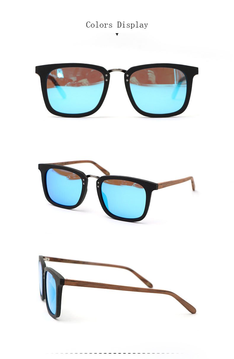 Hdcrafter Men's Full Rim Square Frame Polarized Wood Sunglasses Ps70851 Sunglasses HdCrafter Sunglasses