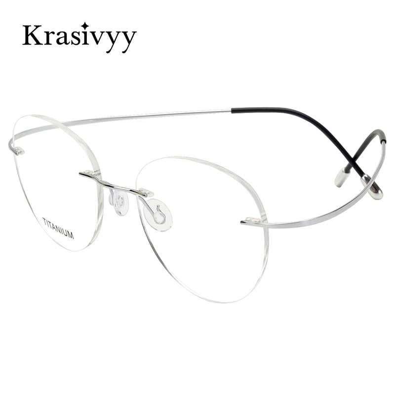 Krasivyy Unisex Rimless Round Titanium Eyeglasses Kr16017 Rimless Krasivyy