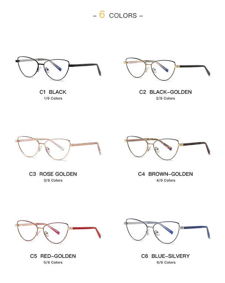 Hotochki Women's Full Rim Cat Eye Alloy Frame Eyeglasses 3006 Full Rim Hotochki