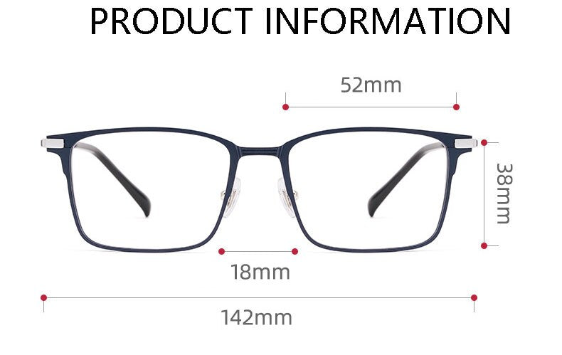 Handoer Unisex Full Rim Square Aluminum Magnesium Alloy Eyeglasses 5051 Full Rim Handoer