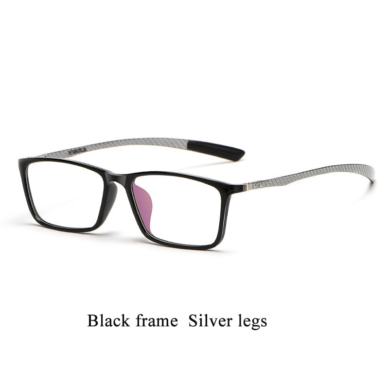 Unisex Full Rim Carbon Fiber Titanium Frame Eyeglasses H0017 Full Rim Bclear Silver  