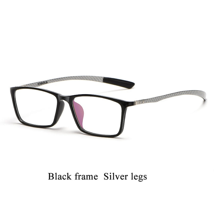Unisex Full Rim Carbon Fiber Titanium Frame Eyeglasses H0017 Full Rim Bclear Silver  