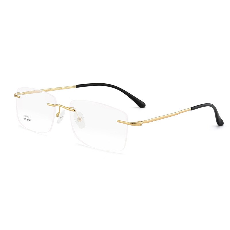 Men's Rimless Square Alloy Frame Eyeglasses Customizable Lenses Zt7053 Rimless Bclear