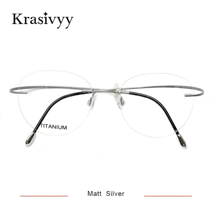 Krasivyy Unisex Rimless Round Titanium Eyeglasses Kr16017 Rimless Krasivyy Matt Silver