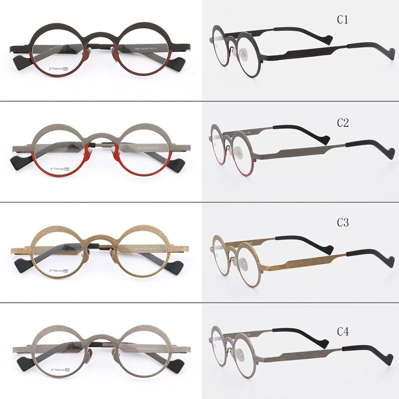 Muzz Unisex Full Rim Round Titanium Frame Eyeglasses T7023 Full Rim Muzz