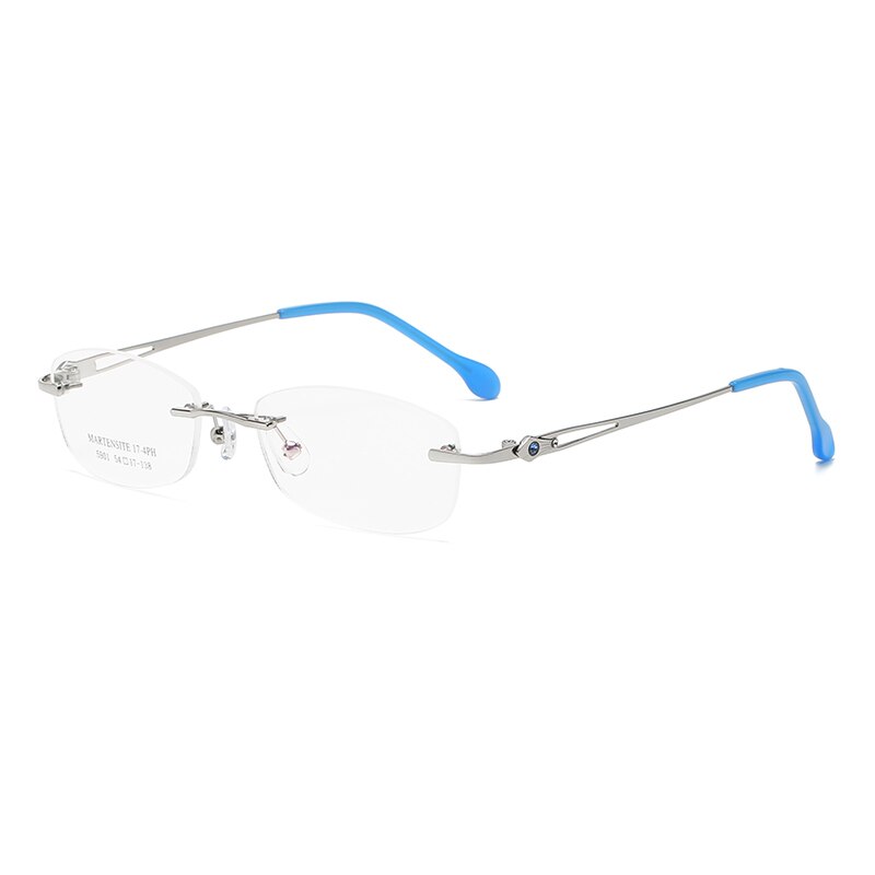 Zirosat 5901 Women's Eyeglasses Tint Lenses Diamond Cutting Rimless Titanium Rimless Zirosat silver