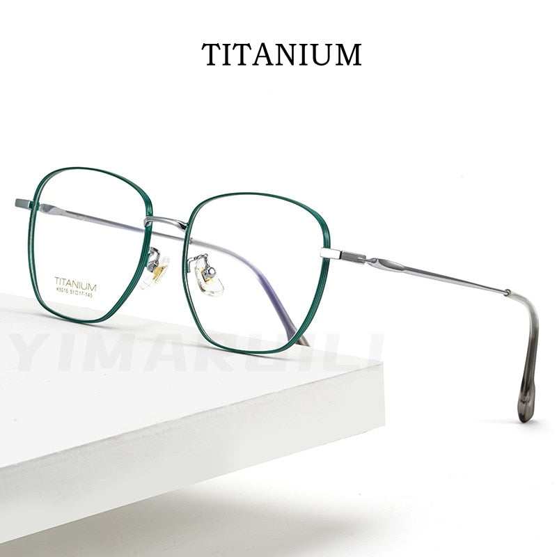 Yimaruili Unisex Full Rim Square Titanium Frame Eyeglasses 02K5016 Full Rim Yimaruili Eyeglasses