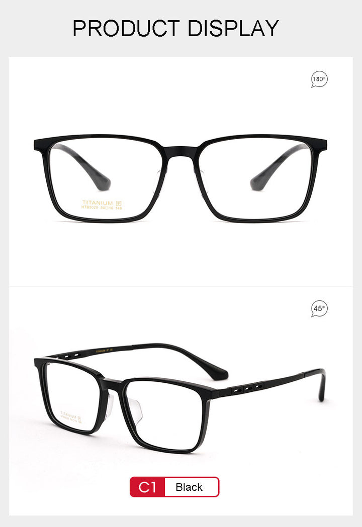 Hotony Men's Full Rim TR 90 Resin Titanium Square Frame Eyeglasses 5020 Full Rim Hotony