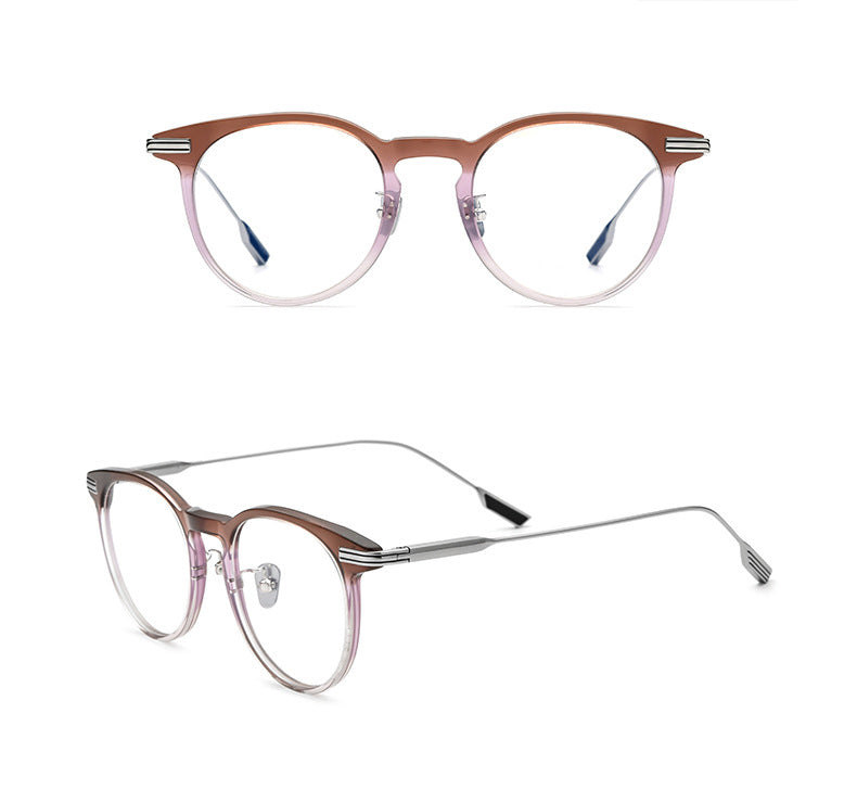 Gatenac Unisex Full Rim Round Titanium Acetate Frame Eyeglasses Gxyj702 Full Rim Gatenac
