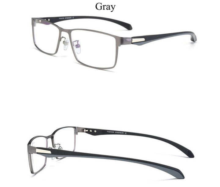 Bclear Men's Semi Rim Square Titanium Alloy Eyeglasses 66071 Semi Rim Bclear
