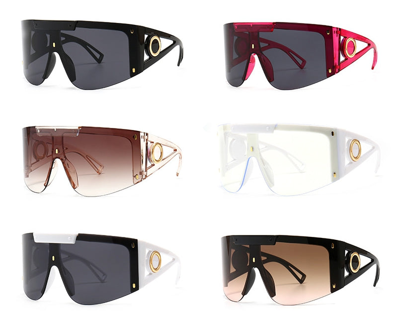 CCspace Unisex Full Rim Oversized Square One Lens Resin Frame Sunglasses 46626 Sunglasses CCspace Sunglasses