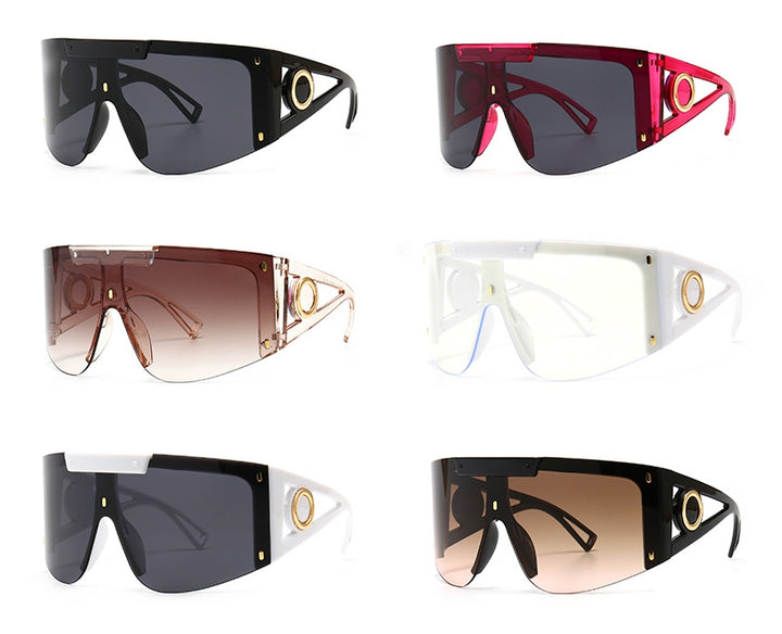 CCspace Unisex Full Rim Oversized Square One Lens Resin Frame Sunglasses 46626 Sunglasses CCspace Sunglasses