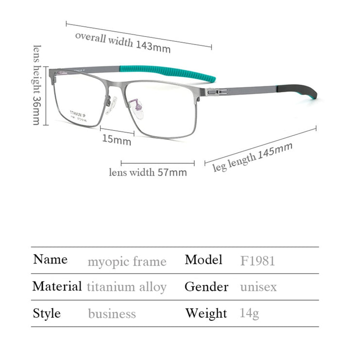 Hotochki Men's Full Rim Titanium Square Frame Eyeglasses F1981 Full Rim Hotochki   