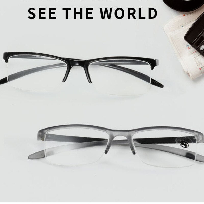 Brightzone Unisex Semi Rim Square Acetate Reading Glasses 2825 Reading Glasses Brightzone