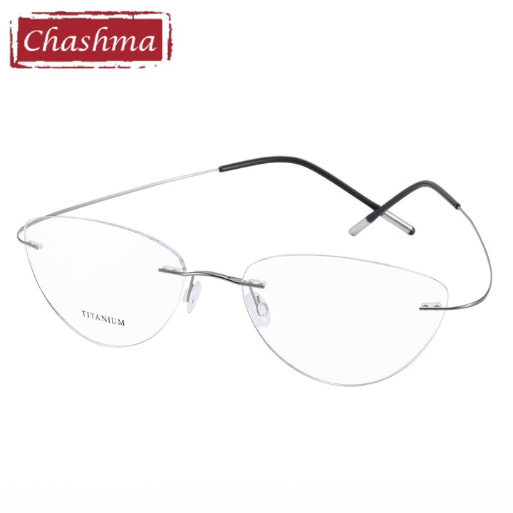 Chashma Ottica Unisex Rimless Triangle Cat Eye Tr 90 Titanium Eyeglasses 20003 Rimless Chashma Ottica Gray