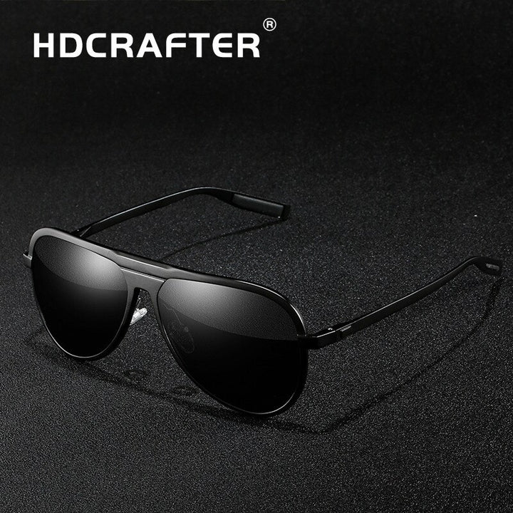 Hdcrafter Men's Full Rim Aluminum Magnesium Round Frame Polarized Sunglasses G9828 Sunglasses HdCrafter Sunglasses