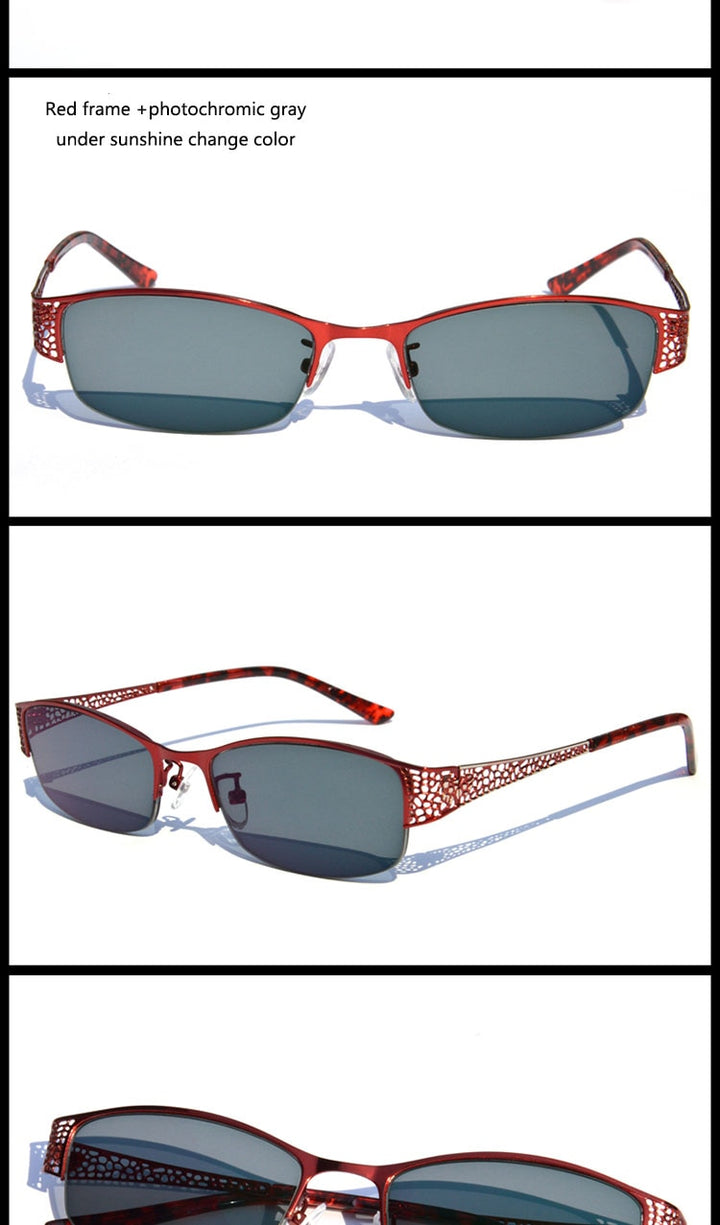 Bclear Women's Alloy Semi Rim Eyeglasses Photochromic P99001 Semi Rim Bclear