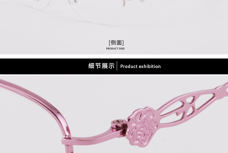 Women's Half Rim Alloy Frame Eyeglasses 6074 Semi Rim Bclear