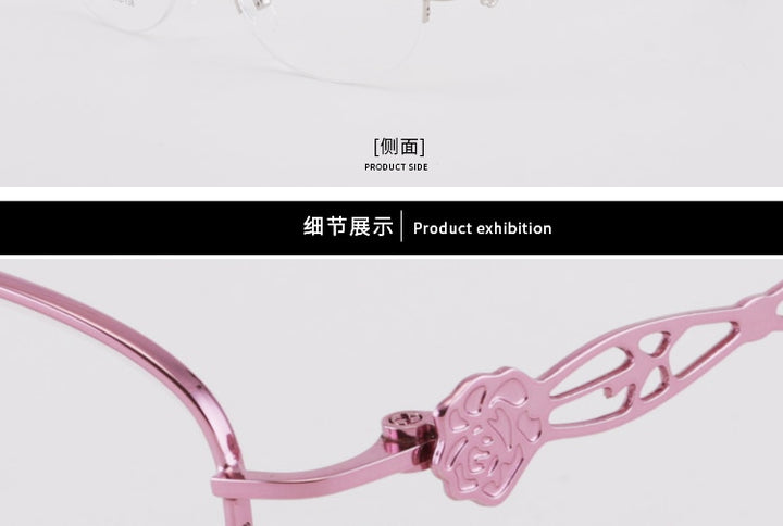 Women's Half Rim Alloy Frame Eyeglasses 6074 Semi Rim Bclear