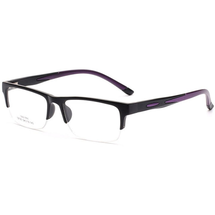 Hotochki Unisex Semi Rim TR-90 Resin Square Frame Eyeglasses 18192 Semi Rim Hotochki black purple