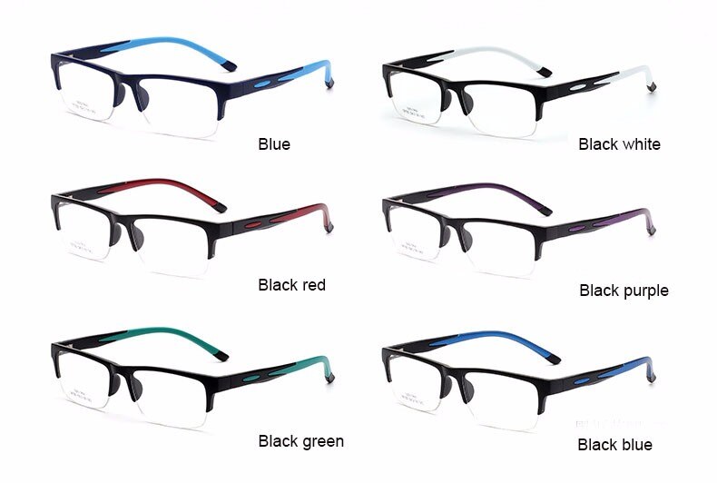 Hotochki Unisex Semi Rim TR-90 Resin Square Frame Eyeglasses 18192 Semi Rim Hotochki