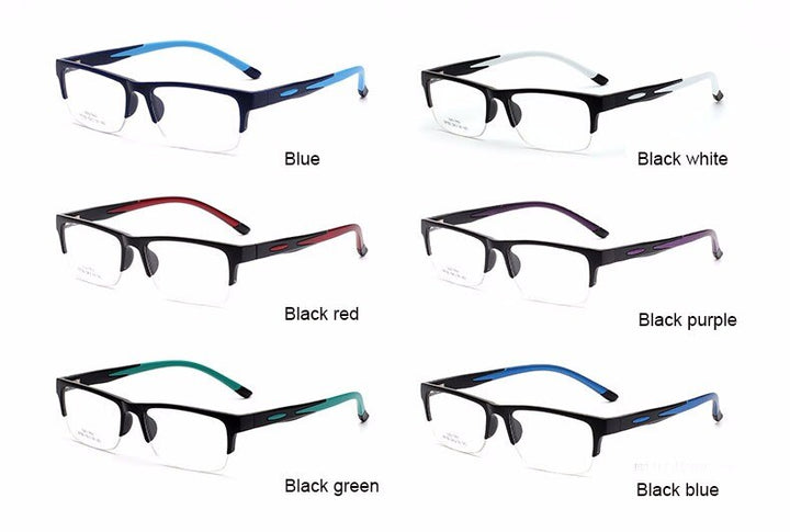 Hotochki Unisex Semi Rim TR-90 Resin Square Frame Eyeglasses 18192 Semi Rim Hotochki