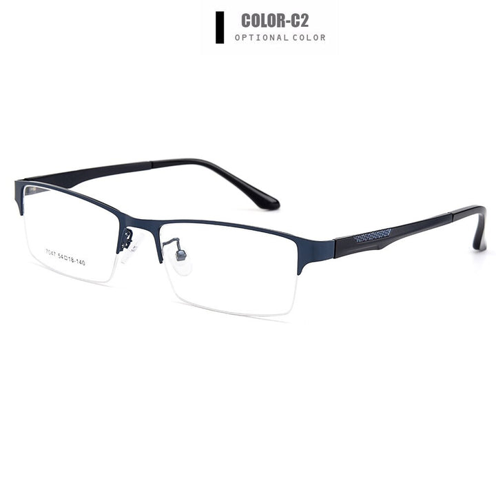 Gmei Men's Eyeglasses Semi Rim Titanium Alloy Square Y7047 Semi Rim Gmei Optical C2