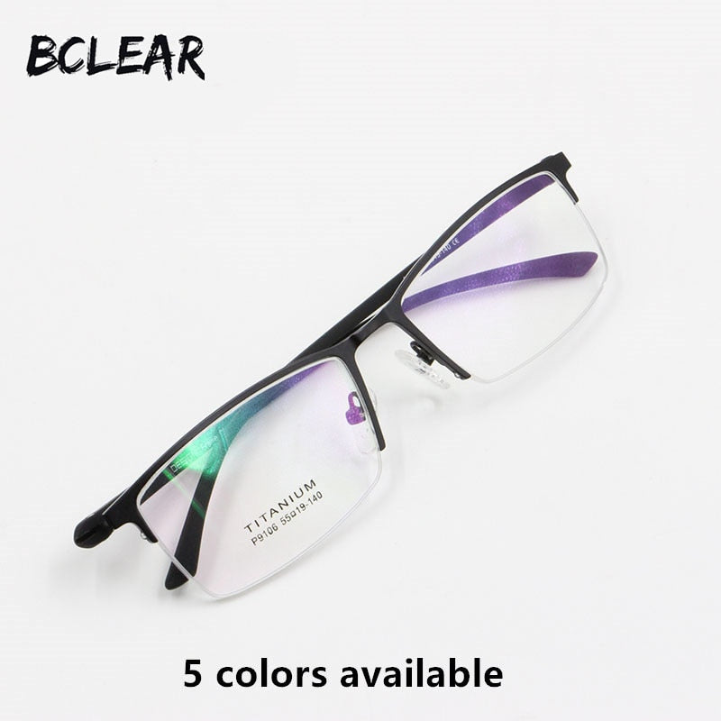 Bclear Men's Eyeglasses Semi Rim Titanium Alloy P9106 Semi Rim Bclear
