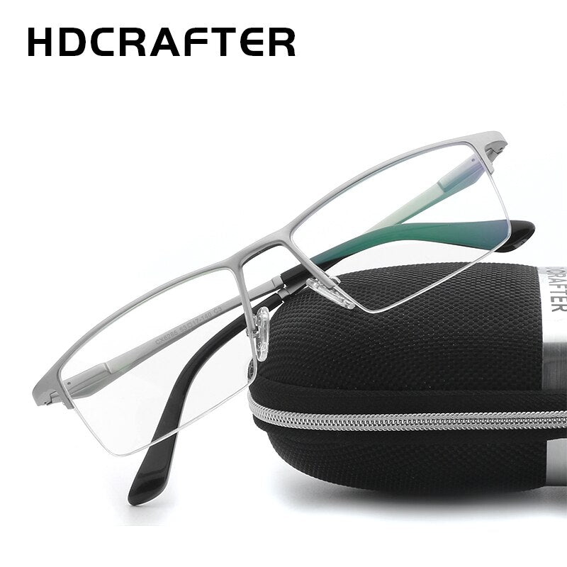 Hdcrafter Unisex Semi Rim Titanium Rectangular Square Frame Eyeglasses Lp6265 Semi Rim Hdcrafter Eyeglasses