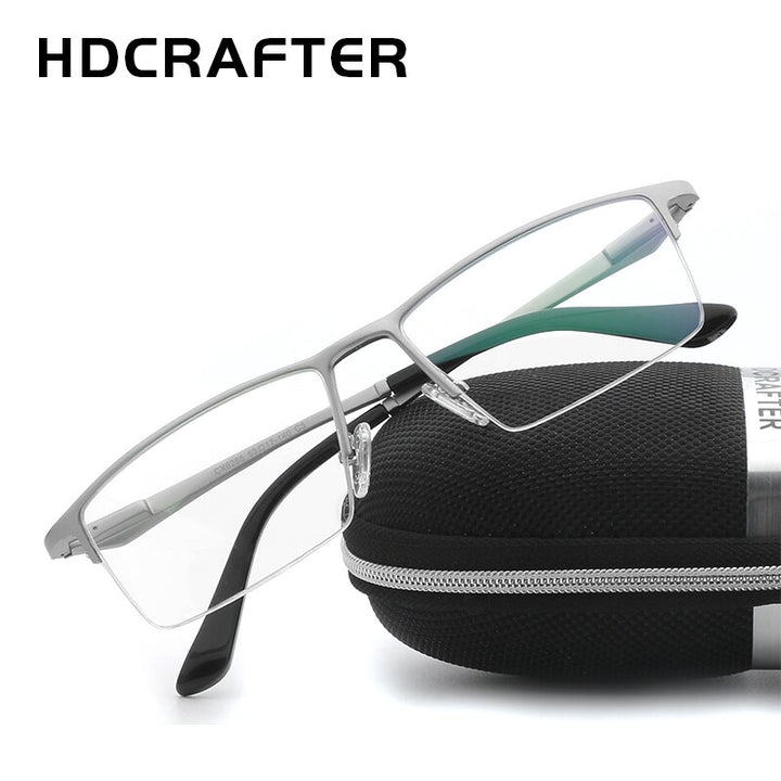 Hdcrafter Unisex Semi Rim Titanium Rectangular Square Frame Eyeglasses Lp6265 Semi Rim Hdcrafter Eyeglasses