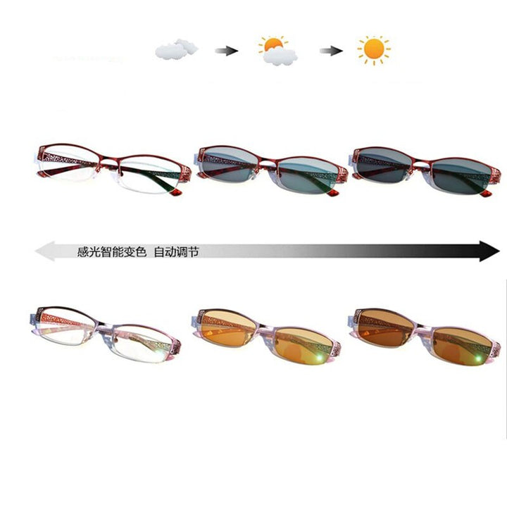 Bclear Women's Alloy Semi Rim Eyeglasses Photochromic P99001 Semi Rim Bclear