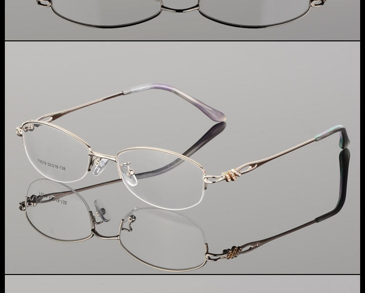 Women's Semi Rim Alloy Frame Eyeglasses F6019 Semi Rim Bclear