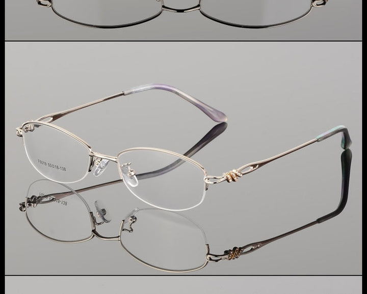 Women's Semi Rim Alloy Frame Eyeglasses F6019 Semi Rim Bclear