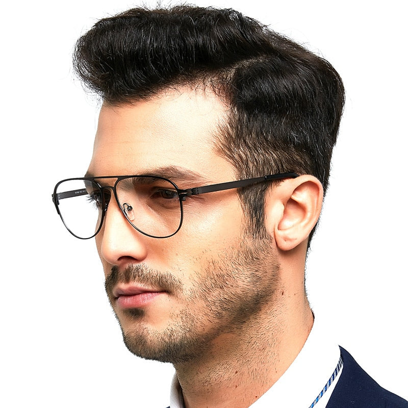 Hotony Men's Full Rim Round Alloy Double Bridge Frame Eyeglasses Full Rim Hotony