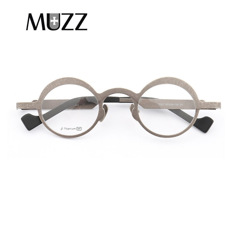 Muzz Unisex Full Rim Round Titanium Frame Eyeglasses T7023 Full Rim Muzz C4
