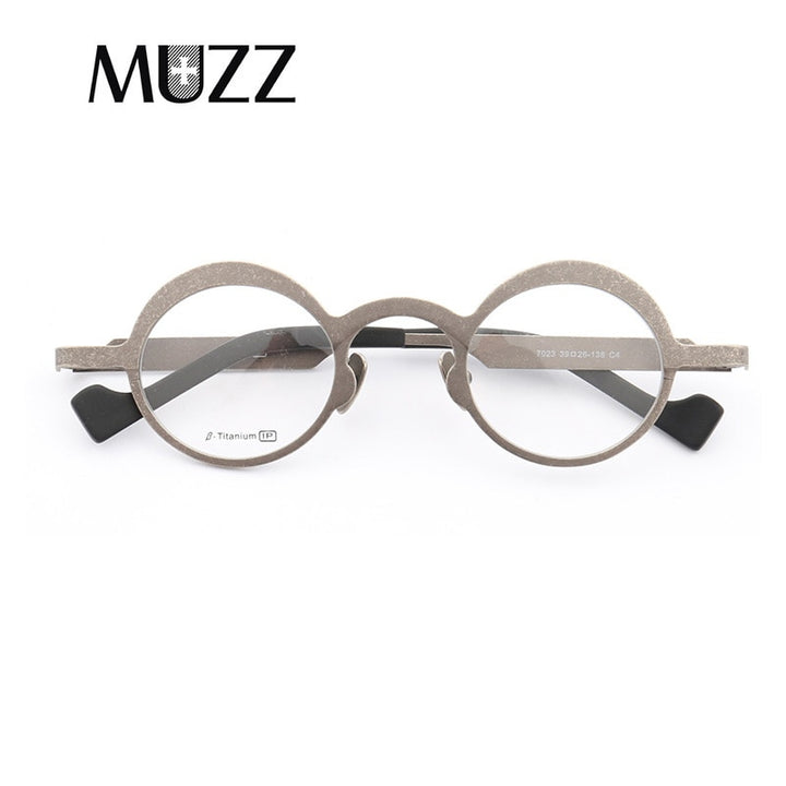 Muzz Unisex Full Rim Round Titanium Frame Eyeglasses T7023 Full Rim Muzz C4