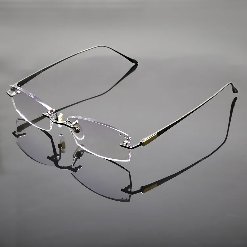 Reven Jate Unisex Rimless Square Titanium Eyeglasses 8047 Rimless Reven Jate