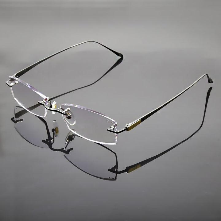 Reven Jate Unisex Rimless Square Titanium Eyeglasses 8047 Rimless Reven Jate