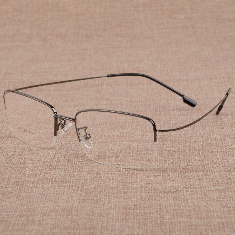 Men's Semi Rim Square Large Titanium Alloy Eyeglasses S879 Semi Rim Bclear