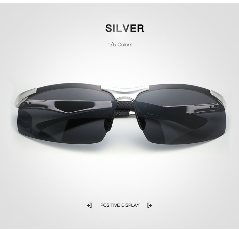 Hdcrafter Men's Rimless Aluminum Magnesium Rectangle Frame Polarized Sunglasses E300 Sunglasses HdCrafter Sunglasses