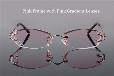 Chashma Women's Rimless Square Titanium Eyeglasses 1006 Rimless Chashma Pink