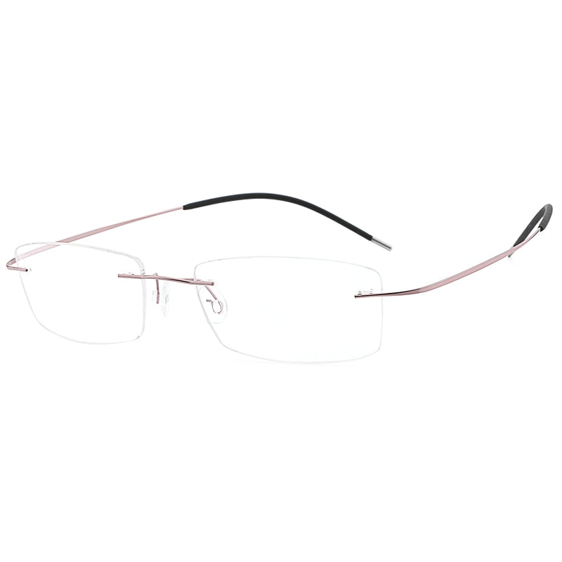 Hdcrafter Rimless Rectangle Titanium Frame Eyeglasses Unisex Rimless Hdcrafter Eyeglasses pink