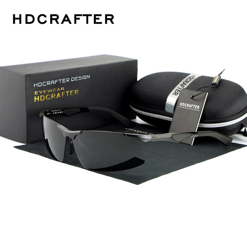 Hdcrafter Men's Rimless Aluminum Magnesium Rectangle Frame Polarized Sunglasses E300 Sunglasses HdCrafter Sunglasses