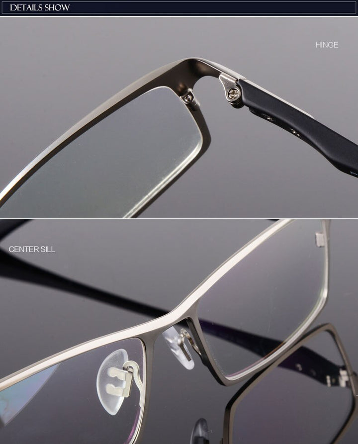 Hotochki Men's Full Rim Rectangular Alloy Acetate Frame Eyeglasses Full Rim Hotochki